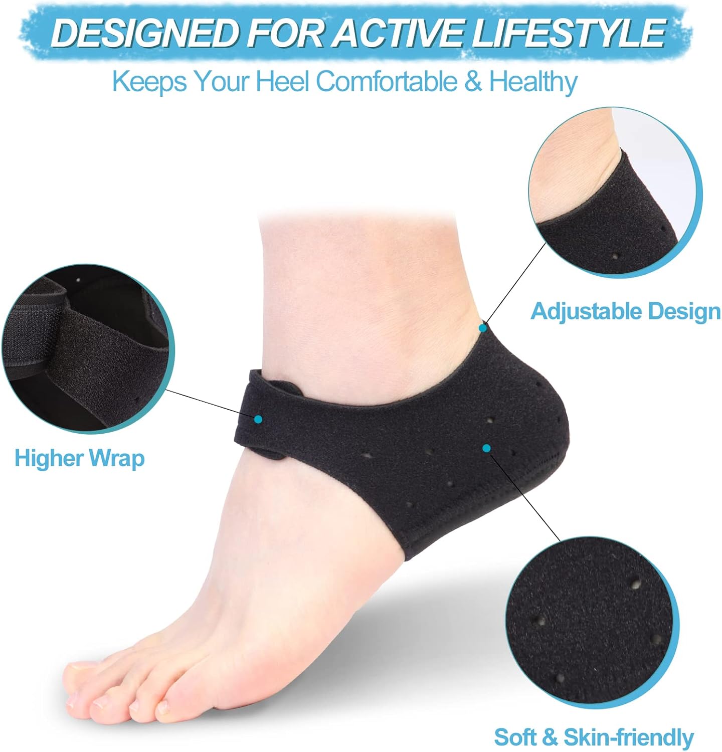 Thicker Heel Cushion Cups for Heel Pain Relief, Plantar Fasciitis & Heel Spur Support, Inserts for Pressure Sores