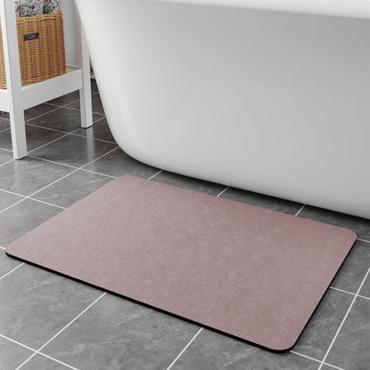 Bath Mat Rugs 32x17 - Diatomaceous Earth Bath Mat Quick Dry Absorbing Bathroom Rugs Rubber Non Slip Thin Bathroom Mat Fit Under Door, Bath Mats for Bathroom Floor, Tub and Shower, Sink, Blush Pink