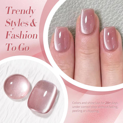 Born Pretty Cat Magnetic Eye Gel Nail Polish Cat Magnetic Gel Moonlight Dried Rose Color Cat Magnetic Glitter Nail Polish Nail Gel Soak Off Nail Art Salon Home Gift for Women 15ML