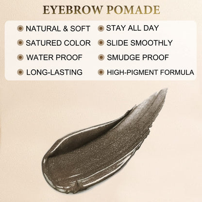 Eyebrow Makeup Kit - 4 Tip Waterproof Microblading Pencil, Eyeliner, Pomade, Dual-ended Brush - Natural Looking - Ebony