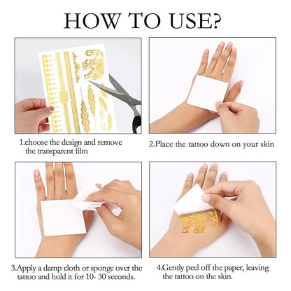 Konsait 9 sheets metallic tattoos,