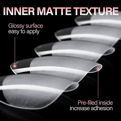 AILLSA Short Almond Nail Tips - Thickened Pre-shaped False Nail Tips Short Almond Shaped Half Matte Nails Tips, Fake Nails Extension 450pcs 15 Sizes with Storage Box