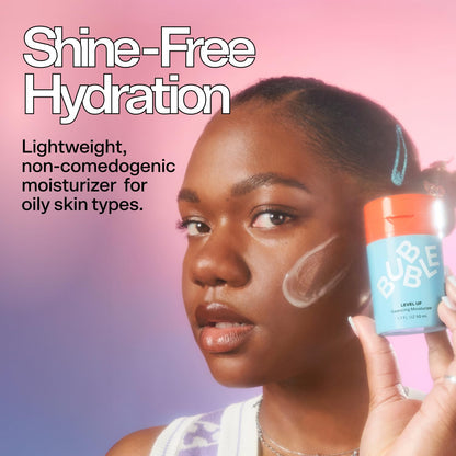 Bubble Skincare Level Up Gel Face Moisturizer for Oily Skin - Balancing + Hydrating Face Lotion with Niacinamide + Zinc to Improve Texture + Reduce Shine - Daily Lightweight Facial Moisturizer (50ml)