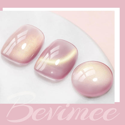 Cat Eye Gel Nail Polish Sheer Pink Glass Jelly Magnetic Nail Polish Gel Shimmer Glitter Gloss Shine Holographic Translucent Color For Nail Art Manicure DIY At Home 12ml