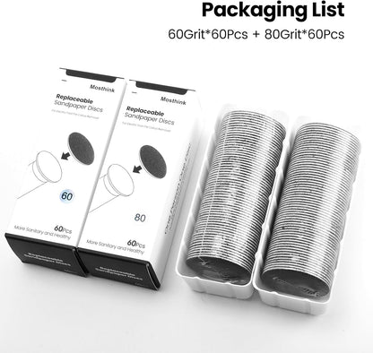 120pcs Replacement Sandpaper Refill Discs for Electric Foot File Callus Remover Tool for Men Women Dead Cracked Hard Skin (60 Grit+80 Grit)