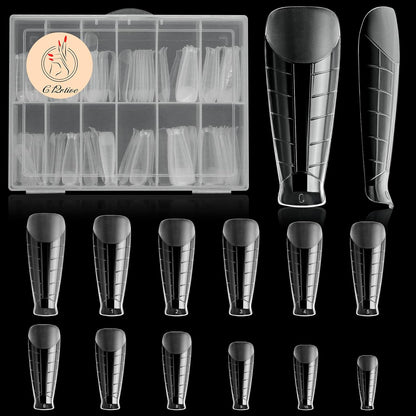 120Pcs Dual Nail Forms,T-Shape Extension Poly Nail Gel Nail Forms Full Cover Reusable Nail Molds 12 Sizes for Solid Nail Gel Glue Nail Art Design Salon&DIY