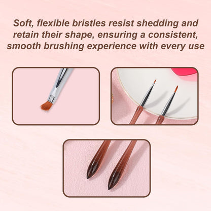 2pcs Nail Design Brushes, Professional Versatile Nail Drawing Pens Acrylic Paint Brushes Tools for Painting Flowers Leaves Petals Fine Line and Intricate Art Designs