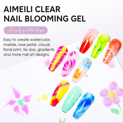 AIMEILI Nail Blooming Gel Base Coat Top Coat Kit 3pcs, Hema Free, Cruelty Free, Vegan, High Gloss Gel Nail Polish Long Lasting Spreading Marble