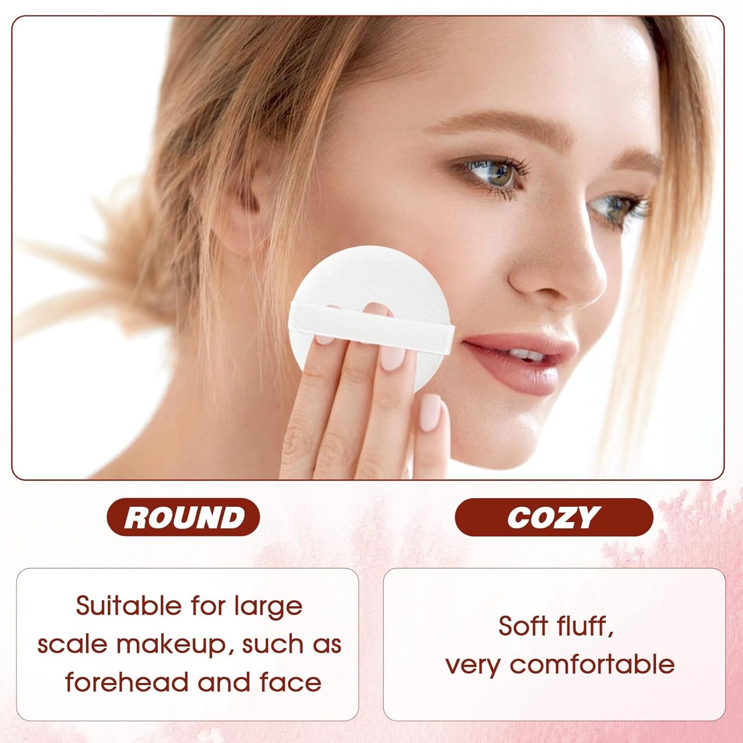 6 PCS Setting Powder Puff, 2 Inch Small Round Makeup Powder Puff Pads with Ribbon Soft Velour Eye Shadow Puff Cosmetic Foundation Blender Sponge Beauty Makeup Tools for Loose Powder & Liquid Cosmetic