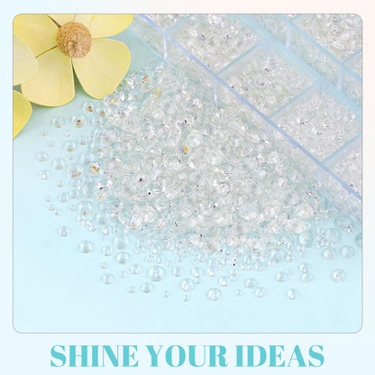 6100Pcs Resin Rhinestones for Crafting with 2Pcs 10ml B7000 Jewelry Glue, 1 Box Flatback Crystals Diamond (Transparent) for Bedazzling Crafts DIY Nail Art，Non Hotfix Gems for Clothing Shoes Tumblers