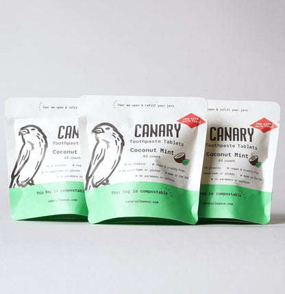 Canary Nano Hydroxyapatite Toothpaste Tablets Coconut Mint - Remineralizing, Fluoride Free, All Natural Tabs with Xylitol - Great for Travel, Plastic Free - 189 Count
