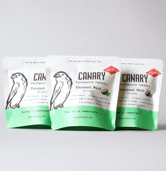 Canary Nano Hydroxyapatite Toothpaste Tablets Coconut Mint - Remineralizing, Fluoride Free, All Natural Tabs with Xylitol - Great for Travel, Plastic Free - 189 Count