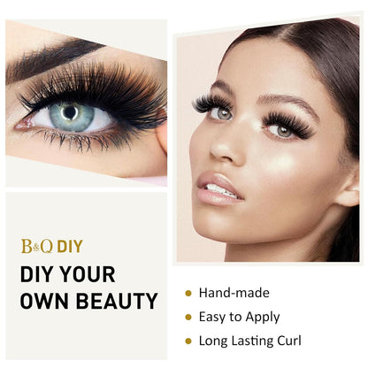 Lash Clusters B02 C Curl 16mm DIY Eyelash Extensions 72 Clusters Lashes C D Curl B&Qaugen Mega Volume Individual Lashes Eyelash Clusters Extensions Individual Lashes Cluster DIY at Home (NM-C-16mm)