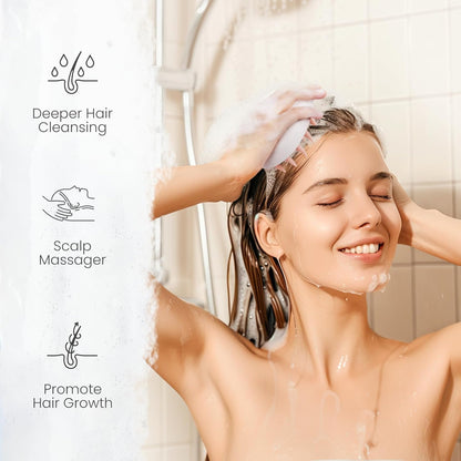 AIMIKE Scalp Massager Shampoo Brush, Pink - Promotes Hair Growth, Reduces Dandruff, and Relaxes, Natural Wheat Straw, Soft Silicone Bristles, Ideal for All Hair Types, Wet & Dry Use, Portable, 1 Count