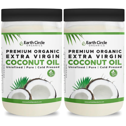 Earth Circle Organics Premium Ultra Pure Extra Virgin Coconut Oil, Cold Pressed, Baking, Smoothies, Skin & Hair Care, Gluten-Free, Keto & Paleo Friendly (32 Ounce Unrefined) - Pack of 2