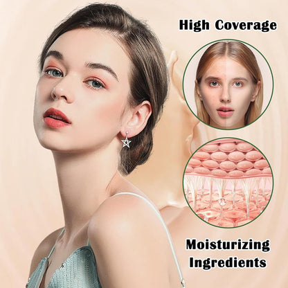 2PCS Air Cushion CC Cream Mushroom Head Foundation,Full Coverage Liquid Makeup Foundation,Oil Control Long Lasting Moisturizing BB Cream Foundation Makeup,Matte Concealer for All Skin Types(Natural)
