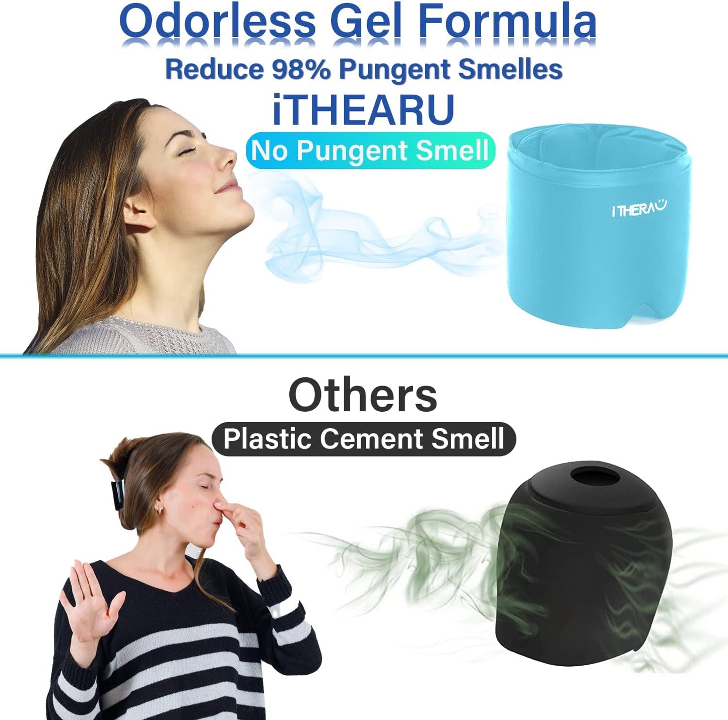 iTHERAU Migraine Relief Cap, Soothing Headache Hat, Gel Ice Pack Head Wrap with Hot and Cold Therapy, Headache Relief Cap for Sinus, Puffy Eyes, Tension and Stress Relief Blue