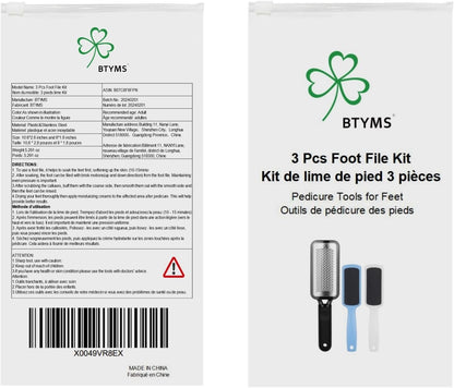 3 Pieces Colossal Foot Files Kit Foot Scrubber Foot Rasp and Double-Sided Heel Files Pedicure Tools Callus Remover Stainless Steel Feet Scraper Foot Grater for Dead Skin