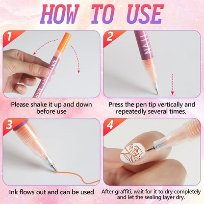 12 Colors Nail Art Pens Set, Nail Art Markers for Gel Nails, Drawing Painting Point Liner Acrylic Painted Pen Kit, Waterproof and Quick-drying Nail for DIY Nails Art Design Manicure Tools