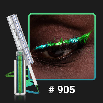 CHARMACY Multichrome Eyeliner Liquid Liner, Glitter liquid eyeliner waterproof, Metallic Intense Color Shifting Colorful Eyeliner, Long wearing, Ultra-Fine Tip Smudge-proof, GREEN INDIGO 905