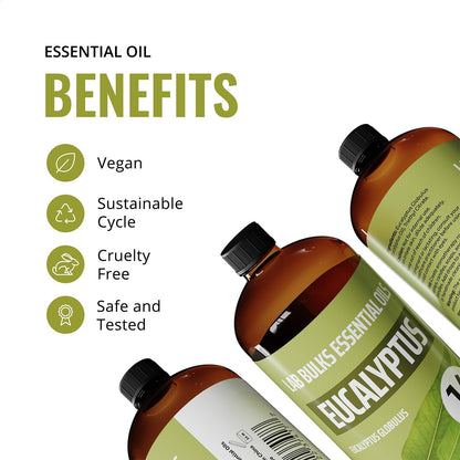 Eucalyptus Essential Oil (2 Pack) for Diffusers, Home Care, Candles, Aromatherapy, 16 oz Bulk Bottle, Eucalyptus Oil Spray