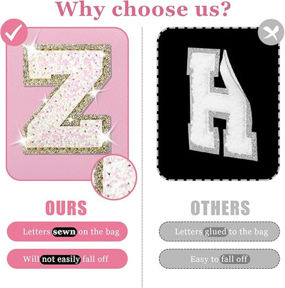 Initial letter patch makeup bag,