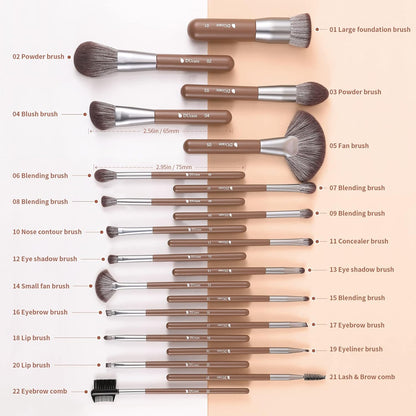 DUcare Makeup Brushes Professional with Bag 22Pcs Makeup Brush Set Premium Synthetic Kabuki Foundation Blending Brush Face Powder Blush Concealers Eye Shadows with Case