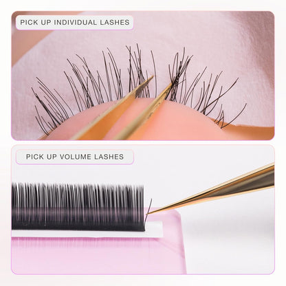 Curacoro Lash Tweezer - Professional & Precision Fiber Tip Grip Lash Tweezers for Eyelash Extensions, Multi Shapes & Purposes Tweezers for Volume, Isolation & Classic Lashes (Gold, Move It)