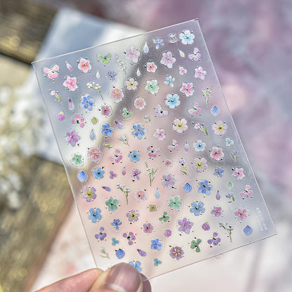 Dried Flower Nail Art Stickers Colorful Flowers Nail Decals for Acrylic Nails 3D Self Adhesive Glitter Designs Nail Sticker Cute Floral Nail Decal Spring Summer Manicure Supplies for Women DIY Decor