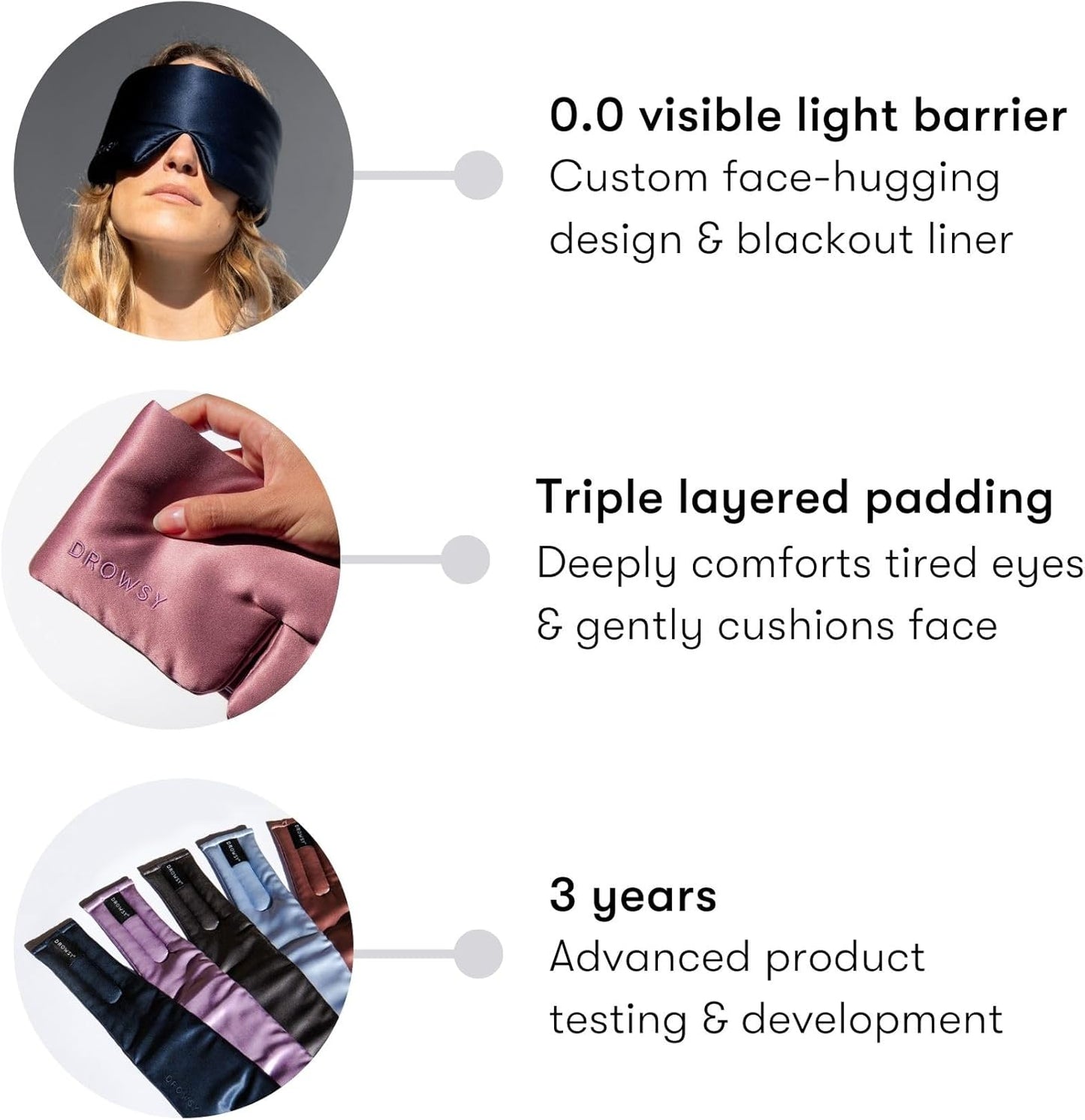 DROWSY Silk Sleep Mask - Face-Hugging, Padded Cocoon for Luxury Sleep in Total Darkness - 100% Pure Mulberry Silk (Dusty Gold)