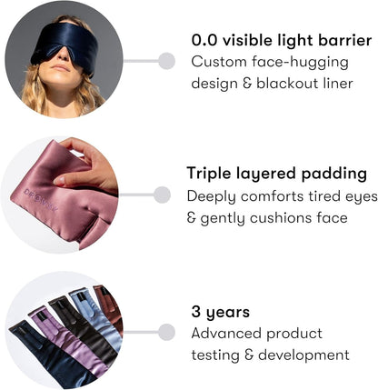 DROWSY Silk Sleep Mask - Face-Hugging, Padded Cocoon for Luxury Sleep in Total Darkness - 100% Pure Mulberry Silk (Dusty Gold)