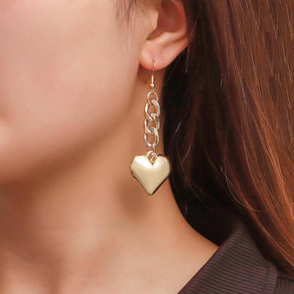 Boho Large Heart Drop Earrings Vintage Gold Love Heart Dangle Earrings Punk Statement Open Big Hoop Heart Earrings Wedding Prom 3D Heart Drop Earrings Jewelry for Women