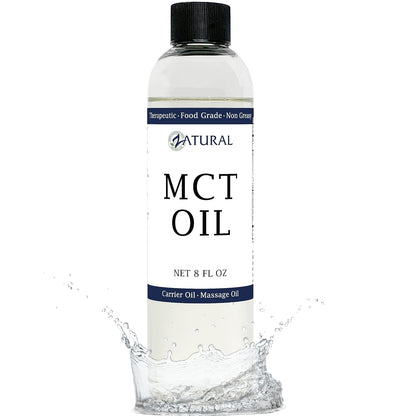 Pure MCT Oil, Carrier Oil, Massage Oil, Hydrating Oil, Hair Oil, Food and Therapeutic Grade, 8 Oz
