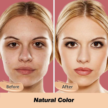 CC Cream Foundation Mushroom Head Air Cushion Face Makeup Moisturizing Concealer Waterproof Oil Control Long-Lasting Nude Makeup Even Skin Tone for All Skin Types (Nature)