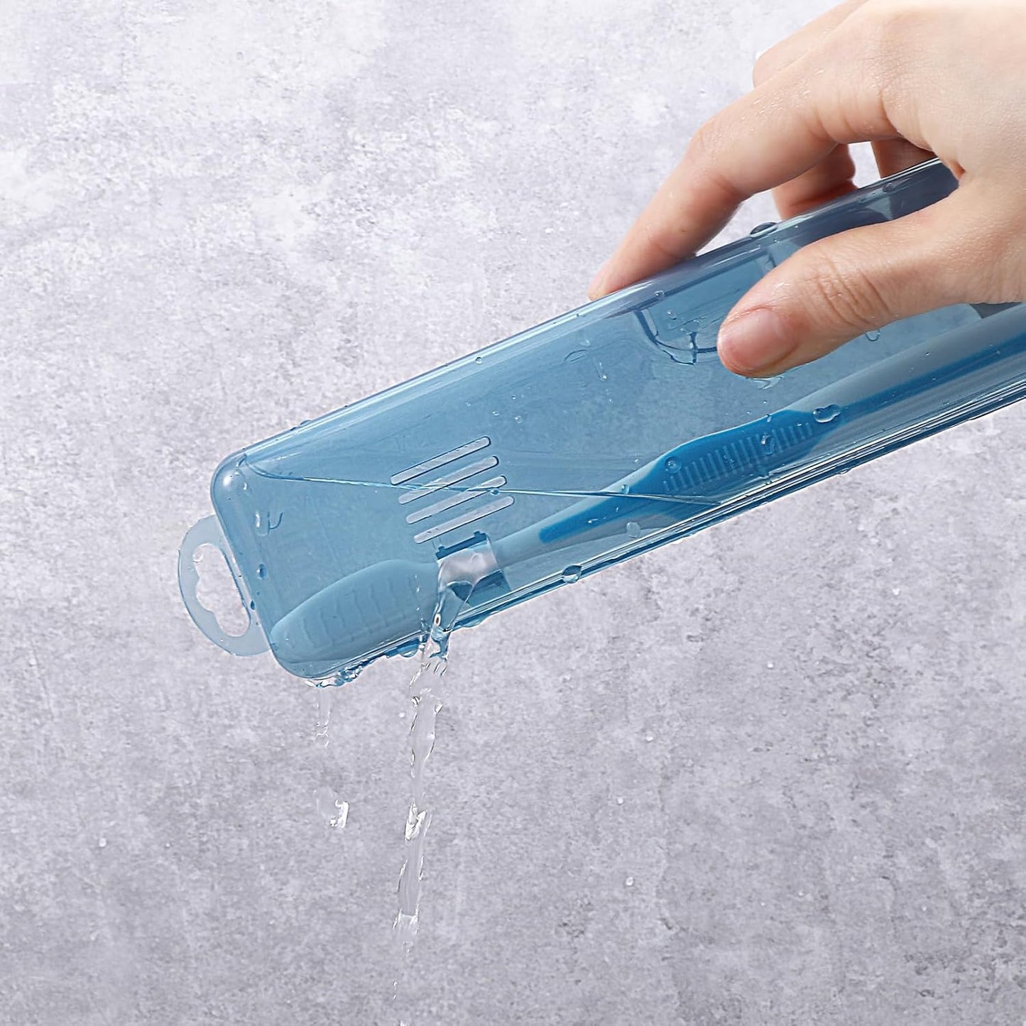 2 Pack Tooth Brush Case Travel,Toothbrush Holder Travel Case 7.9 x 1.8 x 1.1 In,Portable Plastic Toothbrushes Travels Holder with Secure Seal, Blue