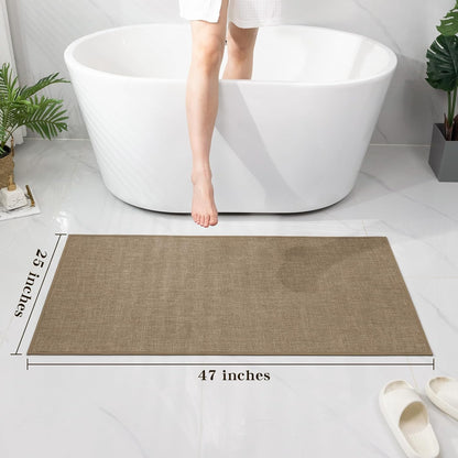 chakme Bathroom Rugs Mat 47x25, Ultra Thin Non Slip Bath Mat Large Quick Dry Absorbent Bath Mat for Bathroom Floor, (Dark Beige, 47"x25")