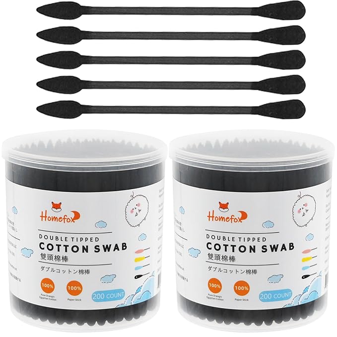 Black cotton swabs precision pointed