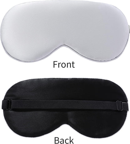 2-Pack 100% Real Natural Silk Eye Mask, Silk Sleeping Mask, Shade Puffy Eye Gift with Adjustable Straps, Sleep Eye Mask, SHJINJU Eye Mask Shade (Black and Light Grey)