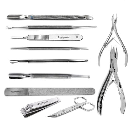 Podiatry Instruments Kit Ingrown Nipper Chiropody Cuticle Cutter Files Scissors Premium Ingrowing Toenail Removal Tool Kit Nail Lifters, and Manicure Care Tools for Nail Correction