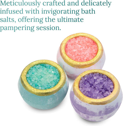 Crystal Bath Bombs (6 Pack) Luxurious Aromatherapy Bath Bombs Enriched with Nourishing Bath Salts for Silky Smooth Skin & Pleasantly Scented for an Immersive Zen-Like Experience