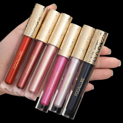 FOCALLURE Metallic Liquid Lipstick,Non Stick Cup Lip Gloss,High Impact Lip Color with Transfer-proof Wear,Long Lasting & Waterproof Lipstick Makeup for Women,Love Galore