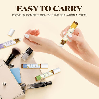 Essential Oils Roll On Set(Calm, Relax, Breathe, Focus on, Sleep, Renew), Natural Aromatherapy Oil Blend Kit with Roller Ball for Massage, Body Skin Care, Home, Relaxation Gift for Women & Men