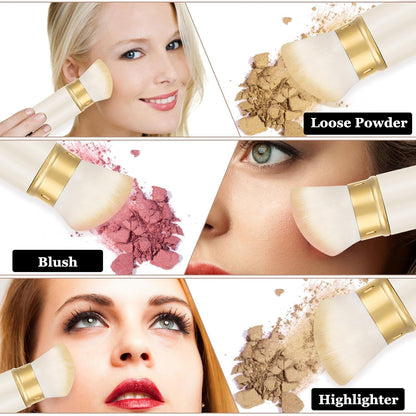 Falliny Retractable Kabuki Makeup Brush, Travel Powder Blush Brush Foundation Makeup Brush with Cover for Blush, Sunscreen,Bronzer, Buffing, Concealer,Highlighter, Powder Cosmetics