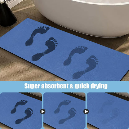 Diatomaceous Earth Bath mat Bathroom Rugs Super Absorbent Quick Dry Non Slip Bath Mat Thin Bathroom Floor Mats Fit Under Door-Shower Rug for in Front of Bathtub Shower, Blue, 23.6"x47.2"