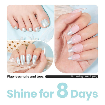 Beetles Pearl Nail Polish Set - 15ml Blue Quick Drying Nail polish Shimmer Glitter Fingernail Polish Bubble Blue Nail Lacquer Shimmer DIY Manicure Gift for Women