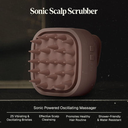 Black Wolf Sonic Scalp Scrubber, (Taupe) - Hair & Scalp Massager Brush with 3-Speed Oscillation - Rechargeable Scalp Care Comb with Soft Silicone Oscillating Bristles for Deep Clean & Exfoliation