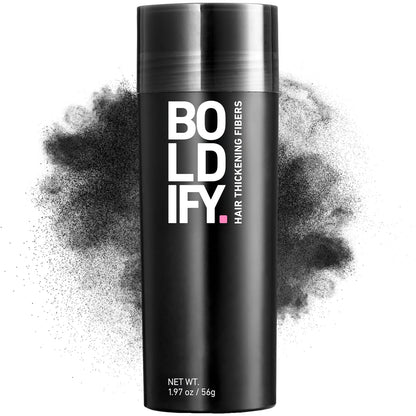 BOLDIFY Hair Fibers (56g) - Fill In Thinning and Fine Hair for an Instantly Fuller, Thicker Look - 14 Shades for Women & Men - Black