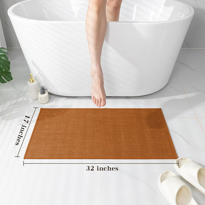 chakme Bathroom Rugs Mat 32x17, Ultra Thin Non Slip Bath Mat Quick Dry Absorbent Bath Mat for Bathroom Floor, (Orange, 32"x17")