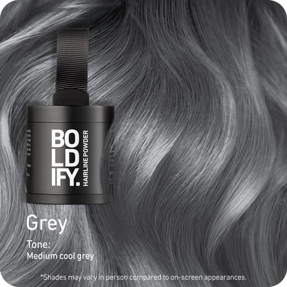 BOLDIFY Hairline Powder (LARGE, 10g) - Root Touch Up Hair Color for Gray Coverage - Bald Spot Concealing Hair Powder for Women & Men - 48-Hour Stain-Proof - Gray