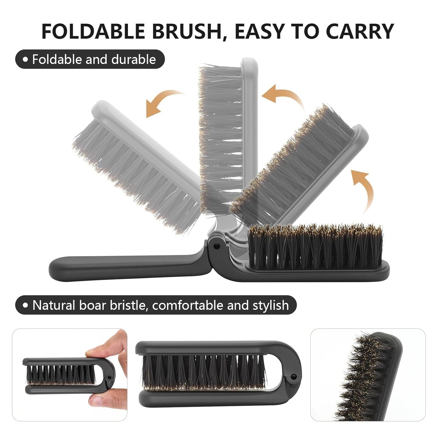 Beard Brush Beard Comb Set for Men, 7 IN 1 Facial Hair Grooming Kit with Boar Bristle Beard Brush, Wood Beard Comb, Silicone Soft Cleaning Brush, Mustache Scissors, Travel Foldable Beard Brush Comb